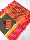 MG 493 Gold Jari Plain Linen Printed Sarees Wholesale Market In Surat
